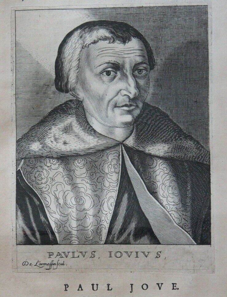 Nicolas de Larmessin (c. 1638-1694). Engraved portrait of Paolo Giovio, which was published in:
Isaac Bullart. <em>Académie des sciences et des arts, contenant les vies, & les éloges historiques des hommes illustres.</em> Tome 1. Amsterdam, 1682. [Image source: Author's collection.]
